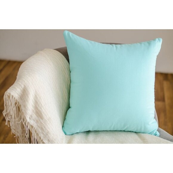 NEW Turquoise Throw Pillow Covers 2 Pack 100% Cotton Canvas 18x18 Pillow Cases - Picture 2 of 10